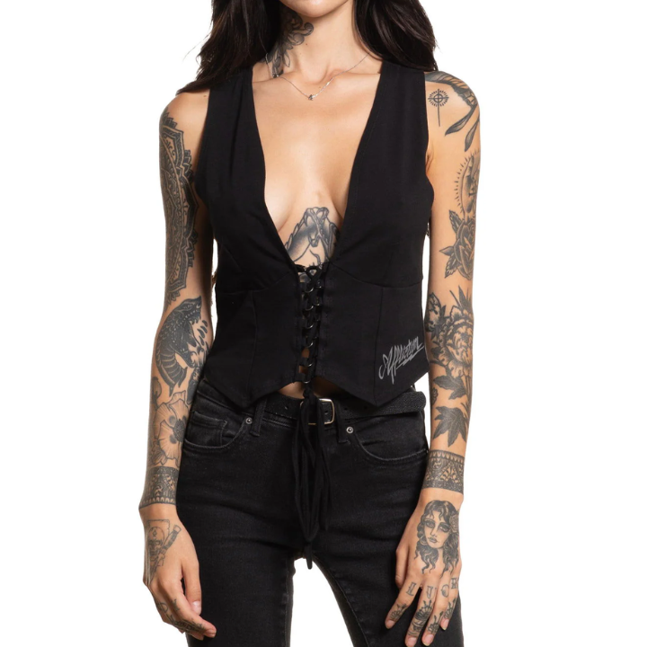 GIRLS TANK QUEEN OF SPADES - BLK